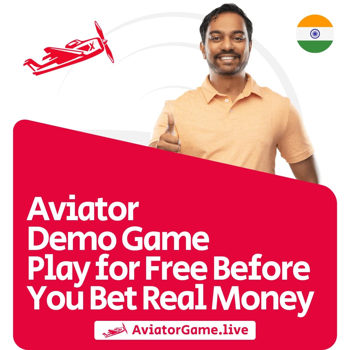 Man giving thumbs up promoting Aviator demo game to play free before betting real money
